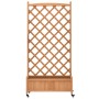 Planter with trellis and wheels solid brown fir wood by , Pots and planters - Ref: Foro24-3207653, Price: 112,81 €, Discount: %