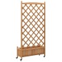 Planter with trellis and wheels solid brown fir wood by , Pots and planters - Ref: Foro24-3207653, Price: 112,81 €, Discount: %