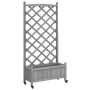 Planter with trellis and wheels solid gray fir wood by , Pots and planters - Ref: Foro24-3207651, Price: 79,16 €, Discount: %