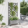 Planter with trellis and wheels solid gray fir wood by , Pots and planters - Ref: Foro24-3207651, Price: 79,16 €, Discount: %