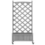 Planter with trellis and wheels solid gray fir wood by , Pots and planters - Ref: Foro24-3207651, Price: 79,16 €, Discount: %