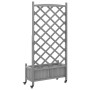 Planter with trellis and wheels solid gray fir wood by , Pots and planters - Ref: Foro24-3207651, Price: 79,16 €, Discount: %