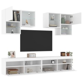 TV-Wandschrank mit LED-Leuchten 6 Stück weiß von , TV-Möbel - Ref: Foro24-3216750, Preis: 258,99 €, Rabatt: %