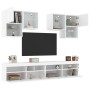 TV wall cabinet with LED lights 6 pieces white by , TV Furniture - Ref: Foro24-3216750, Price: 265,53 €, Discount: %