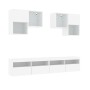 Mueble de pared de TV con luces LED 6 piezas blanco de , Muebles TV - Ref: Foro24-3216750, Precio: 258,99 €, Descuento: %