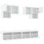 Mueble de pared de TV con luces LED 6 piezas blanco de , Muebles TV - Ref: Foro24-3216750, Precio: 258,99 €, Descuento: %