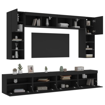 TV-Wandschrank mit LED-Leuchten 8 Stück schwarz von , TV-Möbel - Ref: Foro24-3216765, Preis: 359,99 €, Rabatt: %