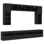 TV wall cabinet with LED lights 8 pieces black by , TV Furniture - Ref: Foro24-3216765, Price: 359,99 €, Discount: %