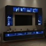 TV wall cabinet with LED lights 8 pieces black by , TV Furniture - Ref: Foro24-3216765, Price: 359,99 €, Discount: %