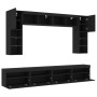 TV wall cabinet with LED lights 8 pieces black by , TV Furniture - Ref: Foro24-3216765, Price: 359,99 €, Discount: %