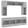 Wall TV cabinets with LED lights 6 pieces concrete gray by , TV Furniture - Ref: Foro24-3216800, Price: 388,42 €, Discount: %