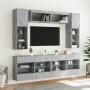 Wall TV cabinets with LED lights 6 pieces concrete gray by , TV Furniture - Ref: Foro24-3216800, Price: 388,42 €, Discount: %