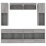 Wall TV cabinets with LED lights 6 pieces concrete gray by , TV Furniture - Ref: Foro24-3216800, Price: 388,42 €, Discount: %