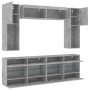 Wall TV cabinets with LED lights 6 pieces concrete gray by , TV Furniture - Ref: Foro24-3216800, Price: 388,42 €, Discount: %