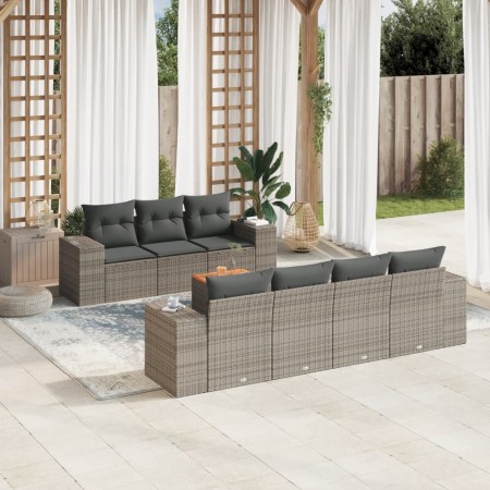 Set de sofás de jardín 8 pzas y cojines ratán sintético gris de , Conjuntos de jardín - Ref: Foro24-3225353, Precio: 565,64 €...