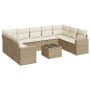 Gartensofa-Set mit beigen Kissen, 10-teilig, synthetisches Rattan von , Gartensets - Ref: Foro24-3219398, Preis: 747,31 €, Ra...