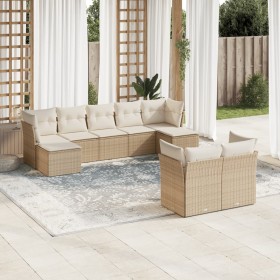 9-teiliges Gartensofa-Set mit beigen synthetischen Rattankissen von , Gartensets - Ref: Foro24-3218308, Preis: 698,12 €, Raba...