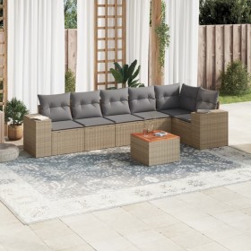 7-teiliges Gartensofa-Set und beigefarbene synthetische Rattankissen von , Gartensets - Ref: Foro24-3225457, Preis: 502,40 €,...