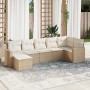 7-teiliges Gartensofa-Set und beigefarbene synthetische Rattankissen von , Gartensets - Ref: Foro24-3219268, Preis: 561,99 €,...