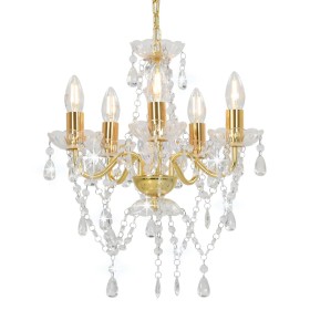 Round Gold Crystal Beaded Chandelier Lighting 5 x E14 by vidaXL, Lamps - Ref: Foro24-281602, Price: 64,14 €, Discount: %