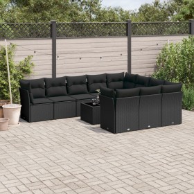 11-piece garden sofa set and black synthetic rattan cushions by , Garden sets - Ref: Foro24-3218225, Price: 655,67 €, Discoun...