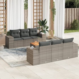 7-piece garden sofa set with gray PE rattan cushions by , Garden sets - Ref: Foro24-3225339, Price: 517,66 €, Discount: %