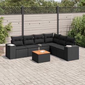 7-teiliges Garten-Essset und schwarze Kissen aus synthetischem Rattan von , Gartensets - Ref: Foro24-3225460, Preis: 498,99 €...