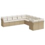 Gartensofa-Set mit beigen Kissen, 10-teilig, synthetisches Rattan von , Gartensets - Ref: Foro24-3218238, Preis: 749,99 €, Ra...