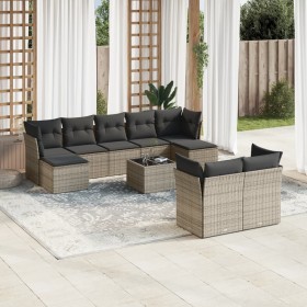 10-piece garden sofa set with gray synthetic rattan cushions by , Garden sets - Ref: Foro24-3218320, Price: 623,32 €, Discoun...