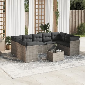 10-piece garden sofa set with gray synthetic rattan cushions by , Garden sets - Ref: Foro24-3218140, Price: 632,54 €, Discoun...