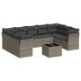 10-piece garden sofa set with gray synthetic rattan cushions by , Garden sets - Ref: Foro24-3218140, Price: 645,68 €, Discoun...