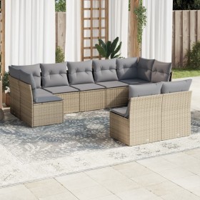 9-teiliges Gartensofa-Set mit beigen synthetischen Rattankissen von , Gartensets - Ref: Foro24-3218149, Preis: 576,99 €, Raba...