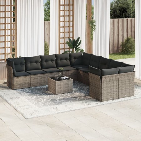 11-piece garden sofa set and gray synthetic rattan cushions by , Garden sets - Ref: Foro24-3218250, Price: 693,10 €, Discount: %