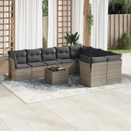 10-piece garden sofa set with gray synthetic rattan cushions by , Garden sets - Ref: Foro24-3218180, Price: 645,68 €, Discoun...