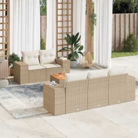 Gartensofa-Set mit Kissen, 6-teilig, beiges synthetisches Rattan von , Gartensets - Ref: Foro24-3225330, Preis: 546,15 €, Rab...