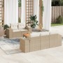 Garden sofa set with cushions 6 pieces beige synthetic rattan by , Garden sets - Ref: Foro24-3225330, Price: 544,58 €, Discou...