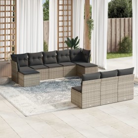 10-teilige Gartensofagarnitur mit grauen synthetischen Rattankissen von , Gartensets - Ref: Foro24-3218290, Preis: 574,73 €, ...