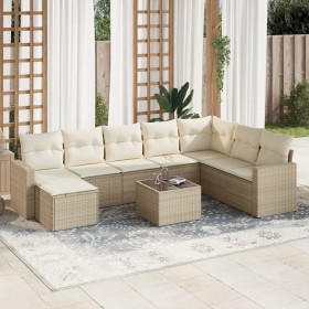 9-teiliges Gartensofa-Set mit beigen synthetischen Rattankissen von , Gartensets - Ref: Foro24-3219358, Preis: 701,99 €, Raba...