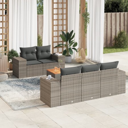 6-teiliges Gartenmöbel-Set und graue synthetische Rattankissen von , Gartensets - Ref: Foro24-3225332, Preis: 477,10 €, Rabat...