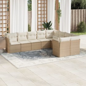 9-teiliges Gartensofa-Set mit beigen synthetischen Rattankissen von , Gartensets - Ref: Foro24-3218168, Preis: 690,99 €, Raba...