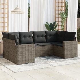 6-teiliges Gartenmöbel-Set und graue synthetische Rattankissen von , Gartensets - Ref: Foro24-3219370, Preis: 407,99 €, Rabat...