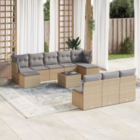 11-teiliges Gartensofa-Set mit beigen synthetischen Rattankissen von , Gartensets - Ref: Foro24-3218299, Preis: 700,31 €, Rab...