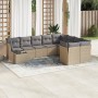 Gartensofa-Set mit beigen Kissen, 10-teilig, synthetisches Rattan von , Gartensets - Ref: Foro24-3218189, Preis: 632,68 €, Ra...