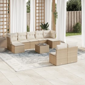 Gartensofa-Set mit beigen Kissen, 10-teilig, synthetisches Rattan von , Gartensets - Ref: Foro24-3218278, Preis: 682,88 €, Ra...