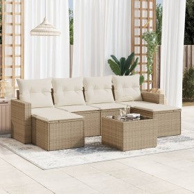 7-piece garden sofa set and beige synthetic rattan cushions by , Garden sets - Ref: Foro24-3219318, Price: 479,99 €, Discount: %