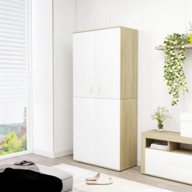 White and oak plywood shoe cabinet 80x39x178 cm by , Shoe racks and shoe organizers - Ref: Foro24-802863, Price: 204,99 €, Di...