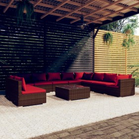 Garden furniture set 11 pieces brown synthetic rattan cushions by , Garden sets - Ref: Foro24-3102443, Price: 1,00 €, Discoun...