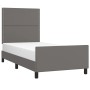 Bed frame with headboard gray synthetic leather 100x200 cm by , Beds and slatted bases - Ref: Foro24-3125498, Price: 157,01 €...