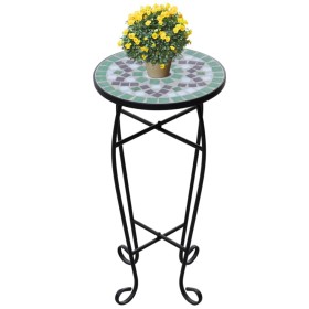 Mesa auxiliar mosaico para plantas verde y blanca de , Soportes para macetas - Ref: Foro24-41130, Precio: 40,79 €, Descuento: %