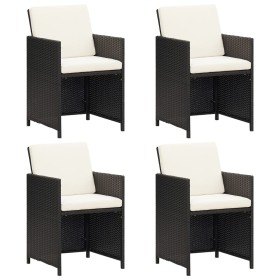 Garden chairs with cushions, 4 units, black synthetic rattan by , Garden chairs - Ref: Foro24-316802, Price: 166,99 €, Discou...